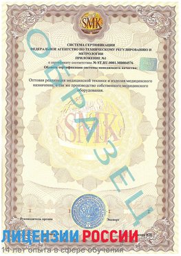 Образец сертификата соответствия (приложение) Североморск Сертификат ISO 13485